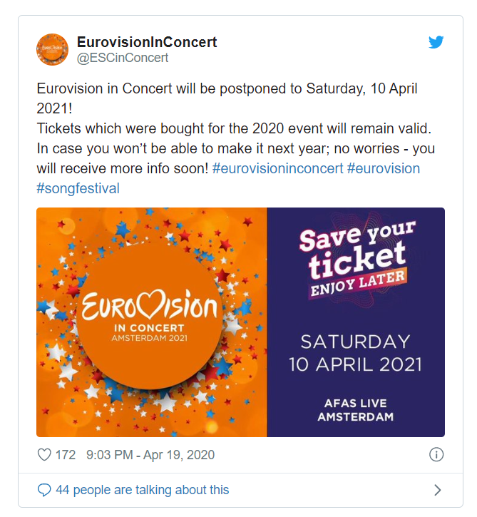 Eurovision In Concert 2021 date